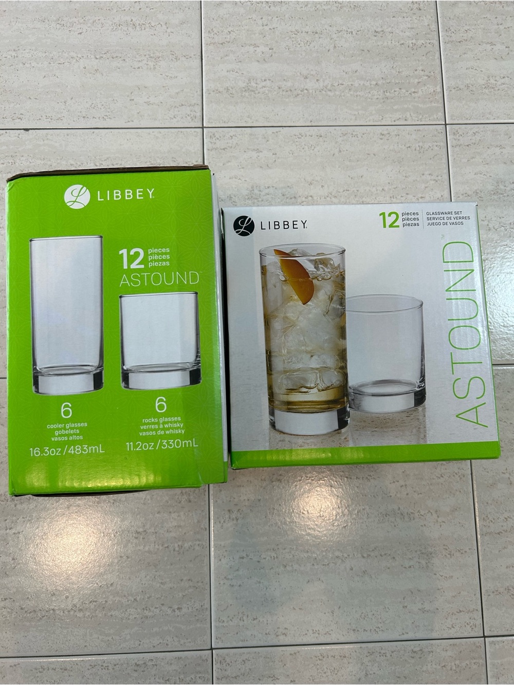 NEW 🆕 TWO packs Libbey Astound Clear Glassware Set / 12 rocks 12 cooler glasses
